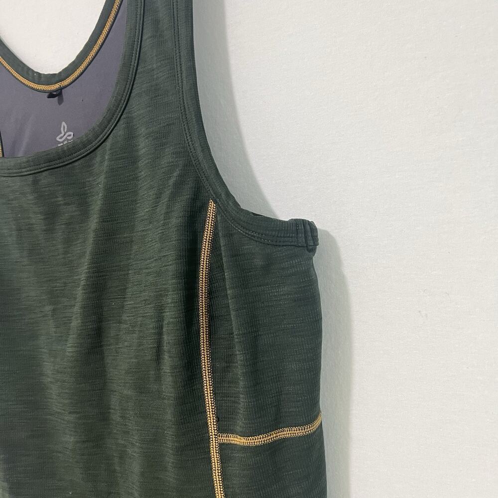 prAna Becksa Tank Top Olive Green Built-In Shelf Bra Women's Size XL Yoga Pilate - Picture 3 of 12